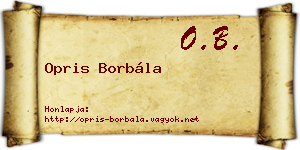 Opris Borbála névjegykártya